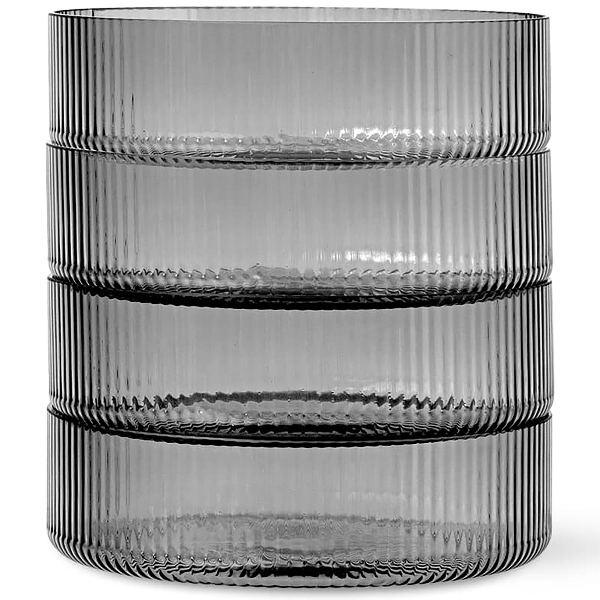 Opdienchaal RIPPLE 12 cm, set van 4 stuks, grijs, stevig LIVING