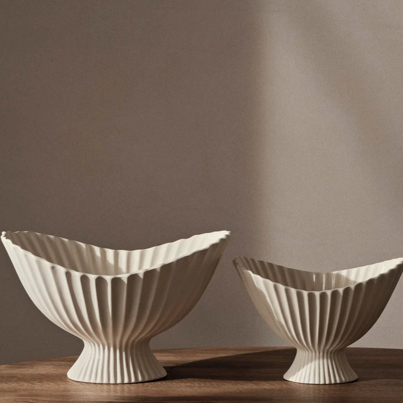 Fruitschaal FONTEIN 19 x 13 cm, wit, aardewerk, stevig LIVING