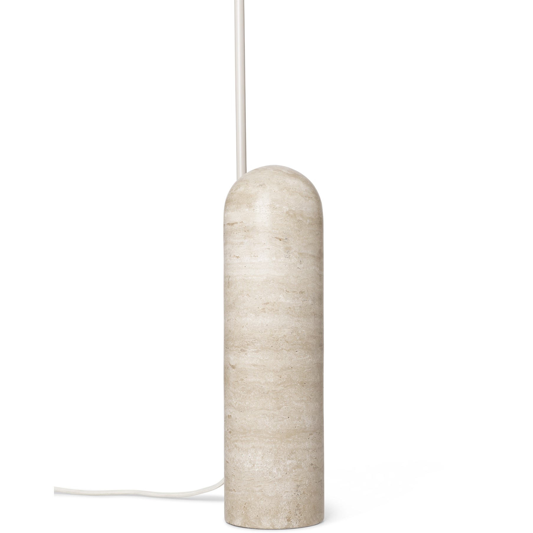 Vloerlamp ARUM 136 cm, kasjmier, travertijn / aluminum, stevig LIVING