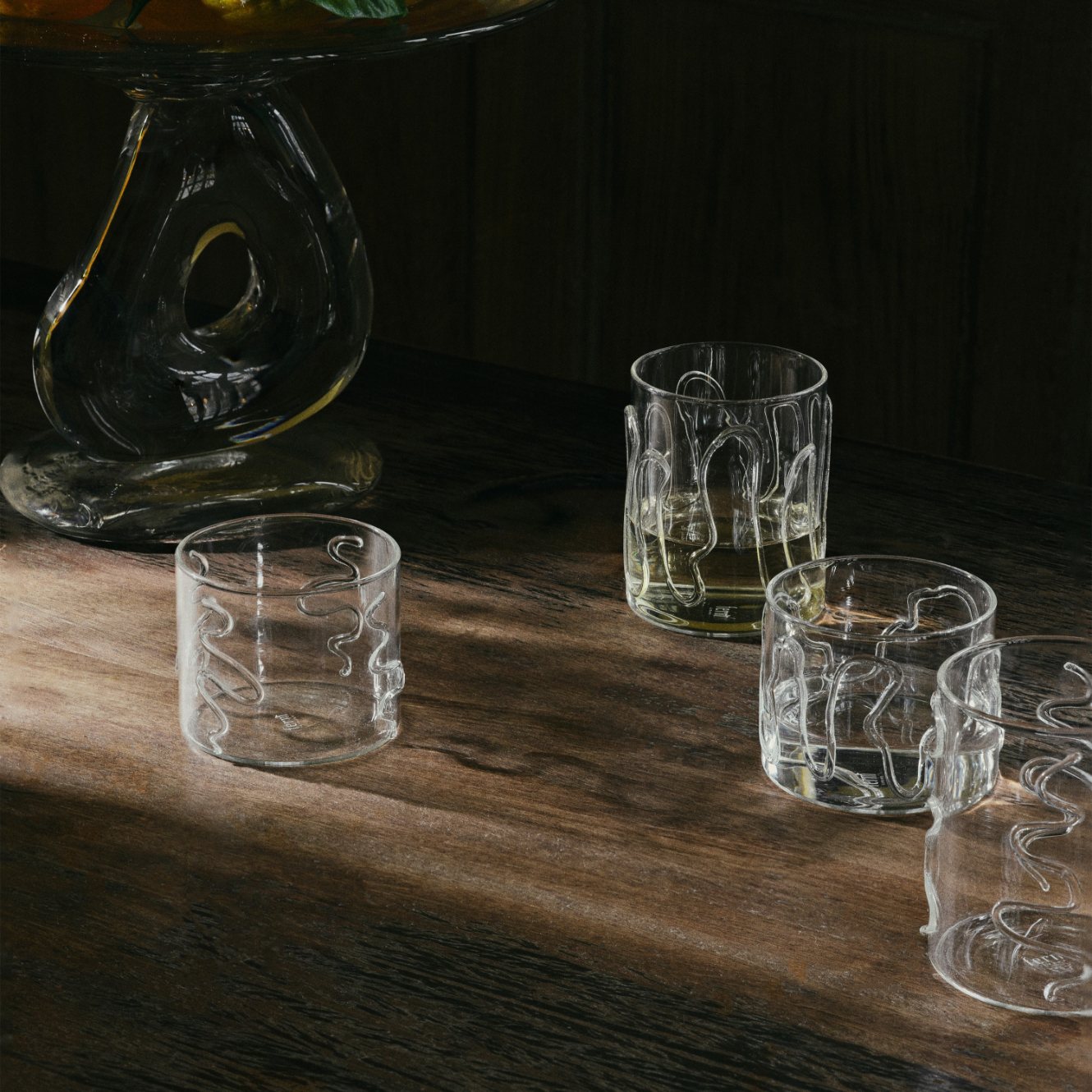 Waterglas DOODLE 350 ml, set van 2 stuks, licht, glas, gefermenteerd LIVING
