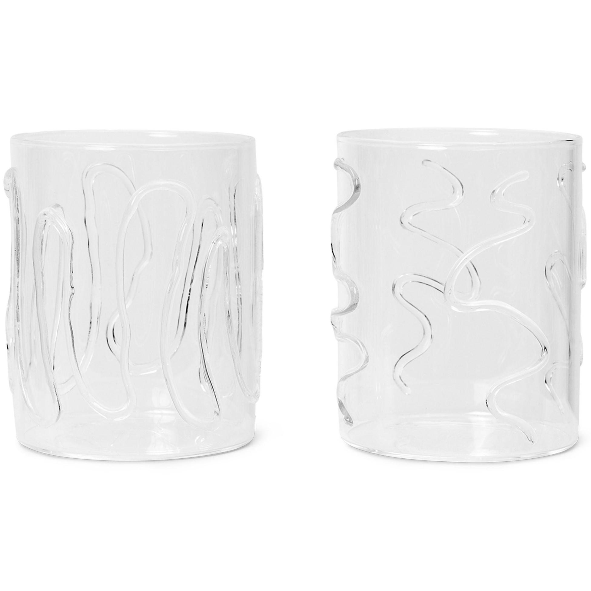 Waterglas DOODLE 350 ml, set van 2 stuks, licht, glas, gefermenteerd LIVING