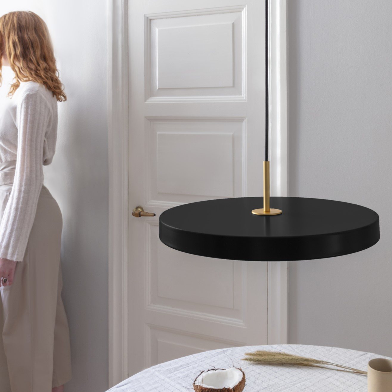Hanglamp ASTERIA PLUS 43 cm, zwart / goud, aluminum, Umage