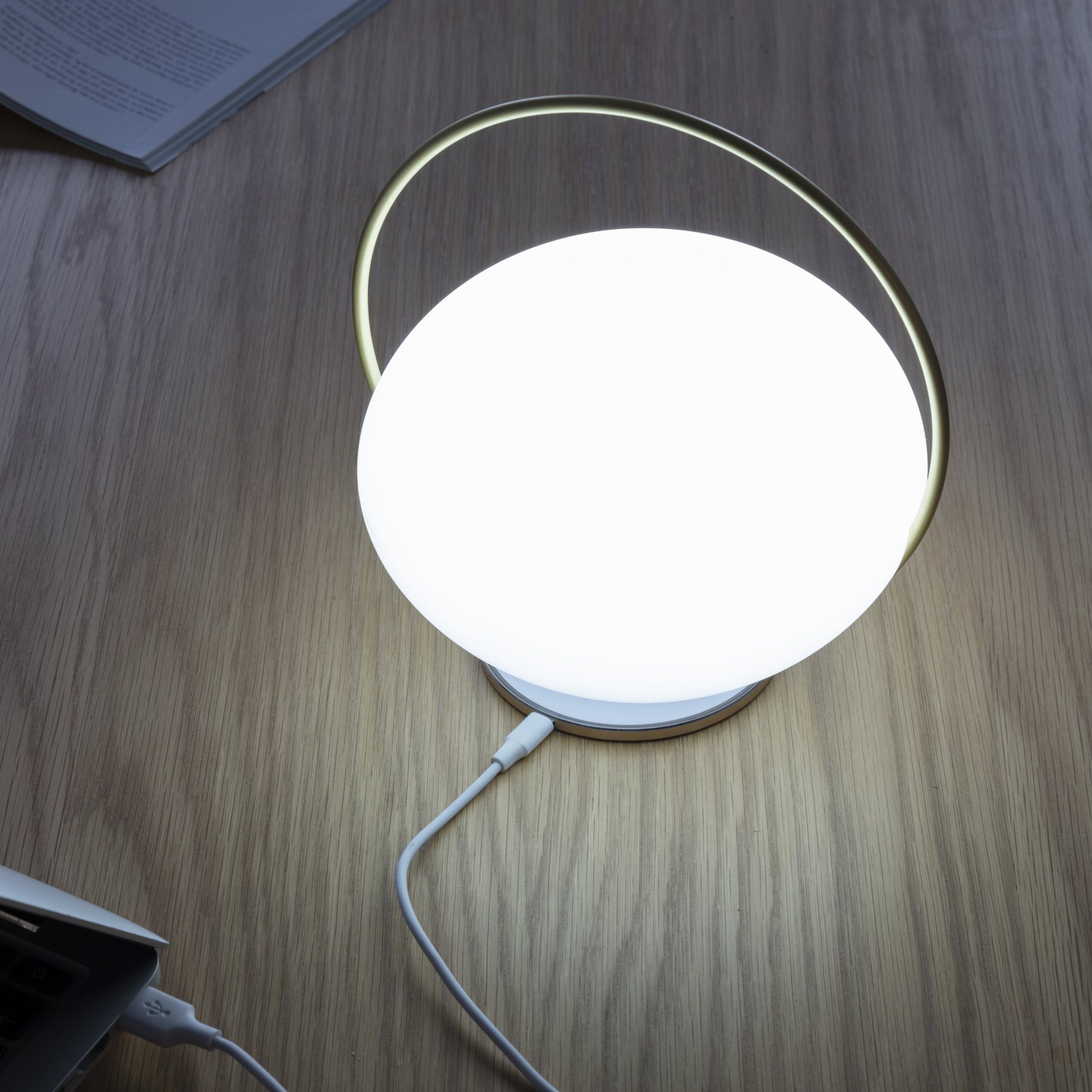 Draagbare tafellamp ORBIT 19 cm, goud, aluminum, Omvang