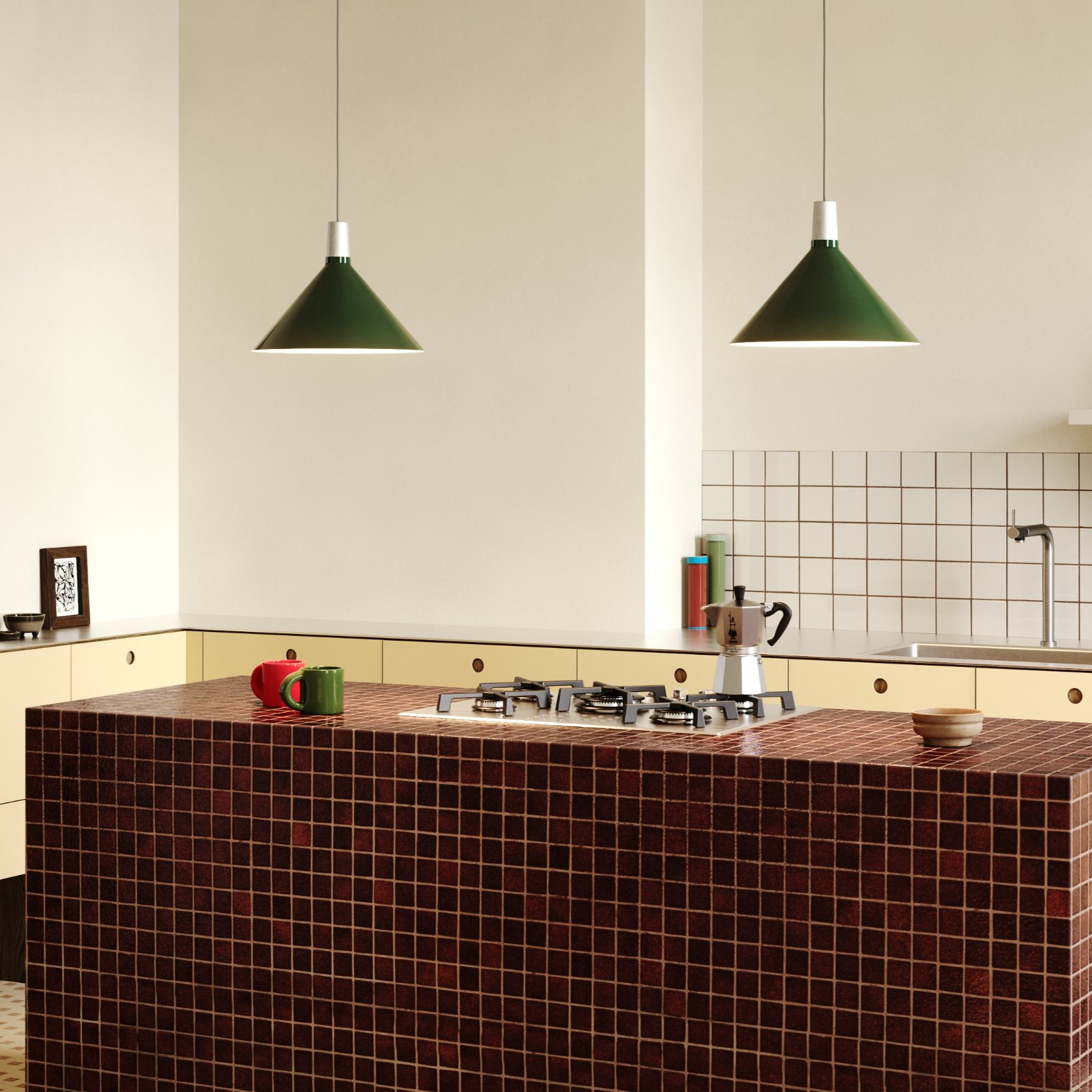 Hanglamp BOWER 35 cm, groen, aluminum, Tala