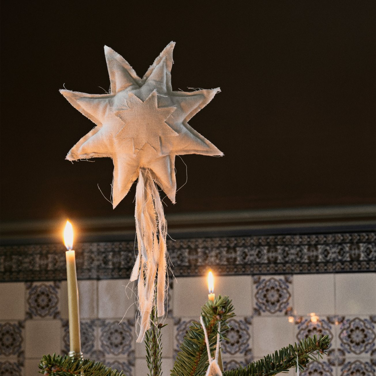 215382 3 hvezda na vanocni stromek vela 22 x 38 cm bila bavlna ferm living