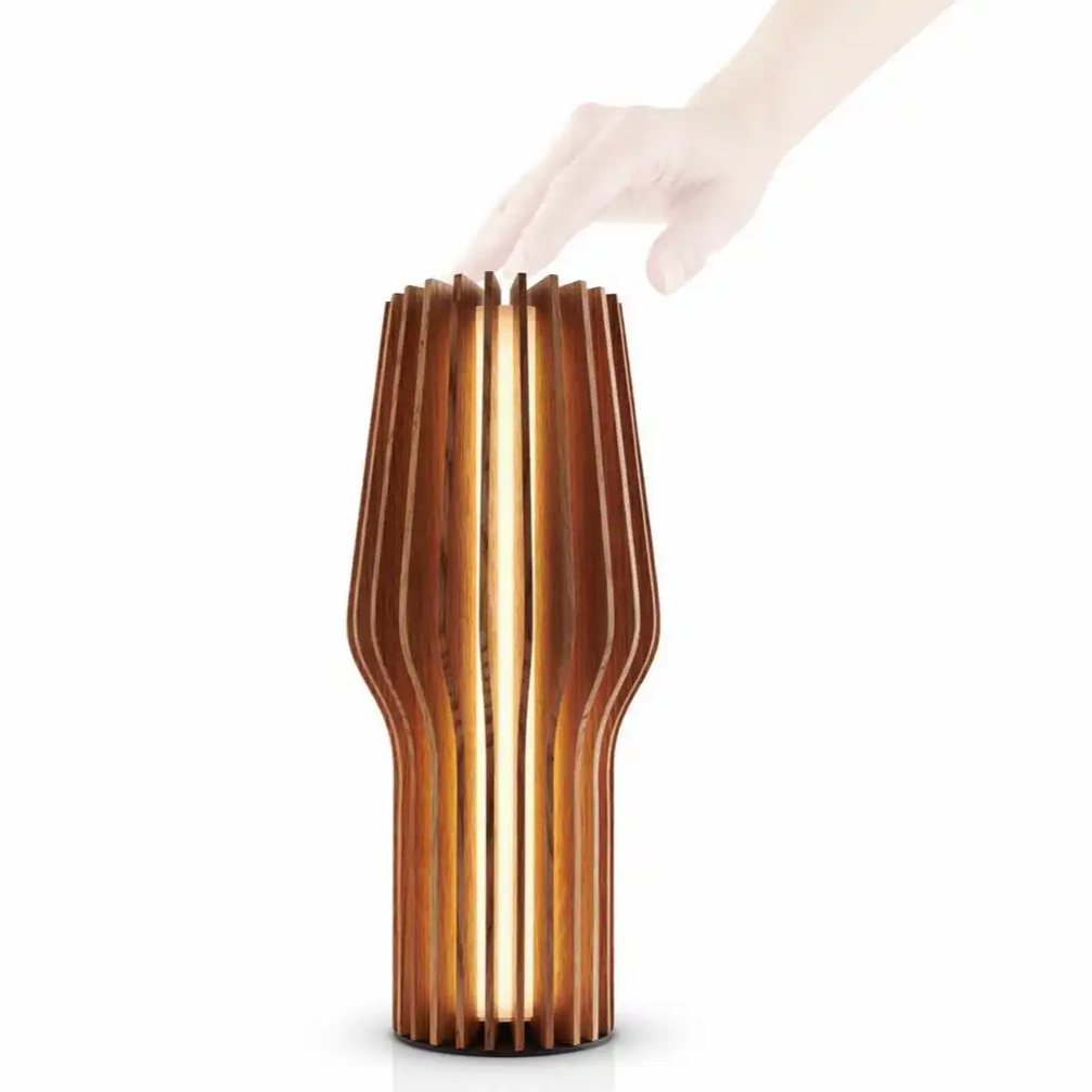 216953 5 prenosna stolni lampa radiant 28 cm led prirodni drevo eva solo