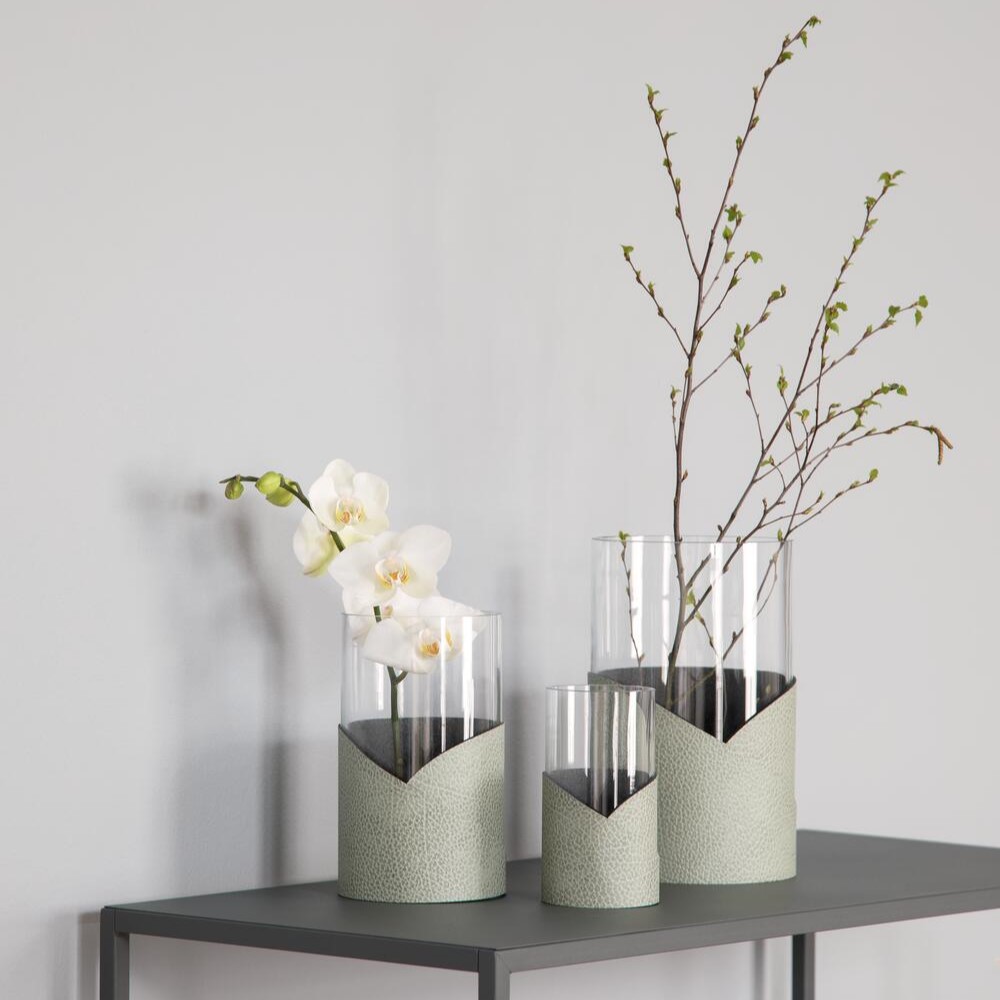 217346 2 vaza fold nupo 15 cm antracitova kuze sklo lind dna