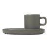 Espressokopje met schoteltje PILAR, set van 2 stuks, 50 ml, donkergrijs, Blomus