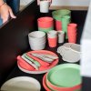 Plastic bord CONNECT, set van 4 stuks, 20,5 cm, natuurlijk bladgroen, Koziol