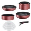 Pannenset INGENIO DAILY CHEF L3989402, 10-delig, rood, aluminium, Tefal