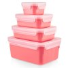 Voedselbewaardoos MASTER SEAL COLOUR EDITION N1030910 , set van 4 stuks, koraal rood, plastic, Tefal