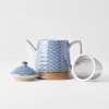 Theepot met infuser INDIGO WAVE DESIGN 400 ml, blauw, keramiek, MIJ