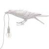 Tafellamp BIRD PLAYING, 33 cm, wit, Seletti