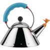 Fluitketel 9093 1 l, zilver / blauw / oranje, Alessi