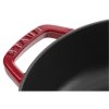 Lage braadpan 24 cm, sluitend deksel, kersen, gietijzer, Staub