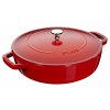 Lage braadpan 24 cm, sluitend deksel, kersen, gietijzer, Staub