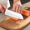 Santoku mes 17 cm, met ovale groeven, rood, Victorinox