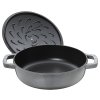 Lage braadpan 28 cm, sluitend deksel, zwart, gietijzer, Staub