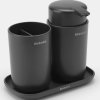 Zeepdispenser en tandenborstelbeker (set), grijs, Brabantia