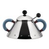 Suikerpot 9097, met lepel, zilver/blauw, Alessi,
