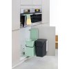 Inbouwprullenbak SORT & GO 2 x 16 l, grijs/groen, Brabantia