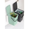Inbouwprullenbak SORT & GO 2 x 16 l, grijs/groen, Brabantia