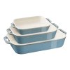 Ovenschaal (set) 3-delig, turquoise, keramiek, Staub