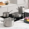 Pannenset CONVIVIO, 4-delig stuks, met deksels, roestvrij staal, Alessi