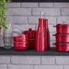 Olie- en azijnflesje 250 ml, 2-delig stuks, rood, keramiek, Staub