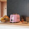 Broodrooster TSF01PKEU, 2 sleuven, pastelroze, Smeg
