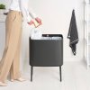 Touch prullenbak BO TOUCH BIN 3 x 11 l, confident grey, staal, Brabantia