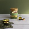 Lunchfles (set) PKV-031, 2-delig, glas / bamboe, Pebby