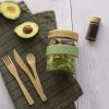 Lunchfles (set) PKV-031, 2-delig, glas / bamboe, Pebby