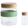 Lunchfles (set) PKV-031, 2-delig, glas / bamboe, Pebby