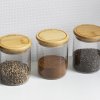 Vershoudpot PKV-014 180 ml, set van 3 stuks, glas / bamboe, Pebbly