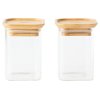 Voorraadbus PKV-047, set van 2 stuks, glas / bamboe, Pebbly