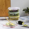 Vershoudbakje (set) PKV-5SRB 850 ml, set van 5 stuks, glas / kunststof, Pebbly