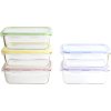 Vershoudbakje (set) PKV-5SRB 850 ml, set van 5 stuks, glas / kunststof, Pebbly
