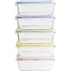 Vershoudbakje (set) PKV-5SRB 850 ml, set van 5 stuks, glas / kunststof, Pebbly