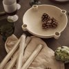 Dinerkaarskandelaar BOWL 27 cm, zand, aardewerk, stevig LIVING