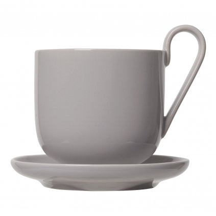 Чаша за кафе с чинийка RO, комплект 2 бр., 290 мл, сива, Blomus