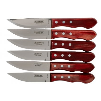 Комплект ножове за пържоли JUMBO, 6 бр., червени, Tramontina