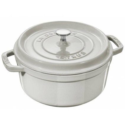 Тенджера COCOTTE 28 см, кръгла, бял трюфел, чугун, Staub