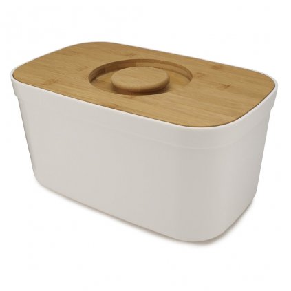 Кутия за хляб 35 x 22 см, с бамбуков капак/дъска за рязане, бяла, Joseph Joseph