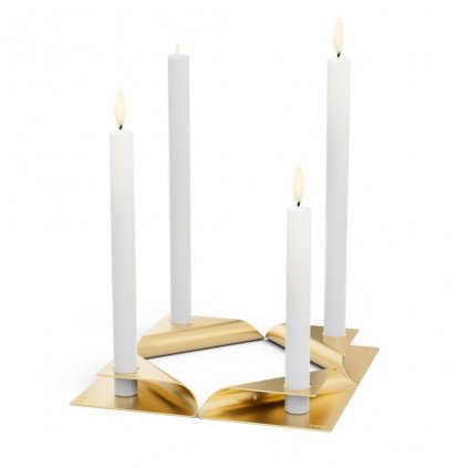 Свещник за вечеря SQUARE CANDLE, комплект 4 бр., златист, Höfats