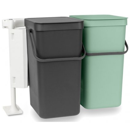 Кош за отпадъци за вграждане SORT & GO 2 x 16л, сиво/зелено, Brabantia