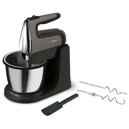 Ръчен миксер със стойка за купа POWERMIX SILENCE HT654E38 сребрист, Tefal