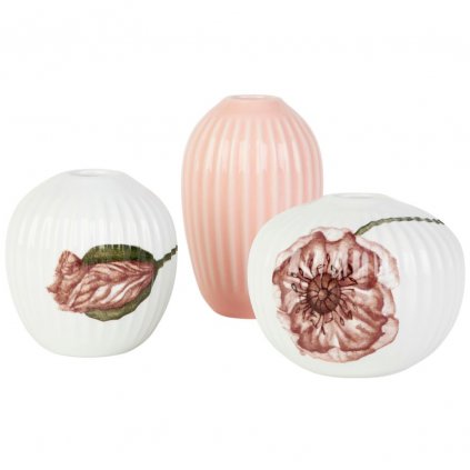 Мини ваза HAMMERSHOI POPPY комплект 3 бр., розова/бяла, Kähler