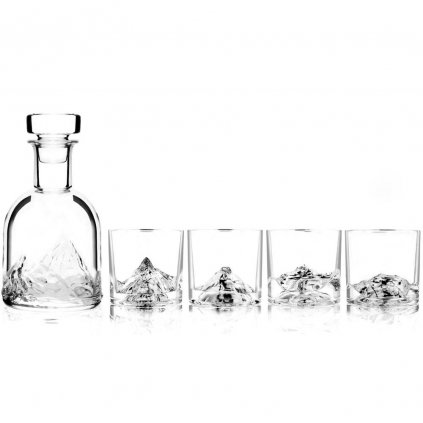 Чаши за уиски THE PEAKS и гарафа за уиски в комплект, 5 бр., Liiton