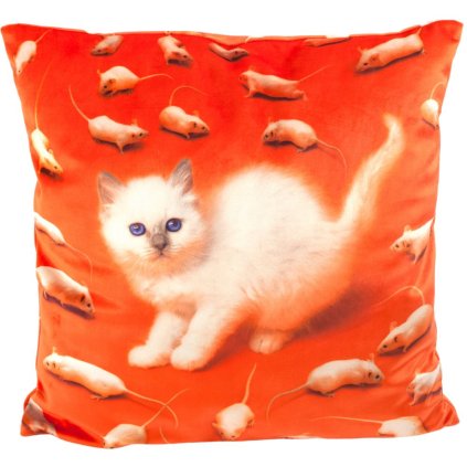 Възглавничка TOILETPAPER KITTEN 50 x 50 cм, червена, Seletti